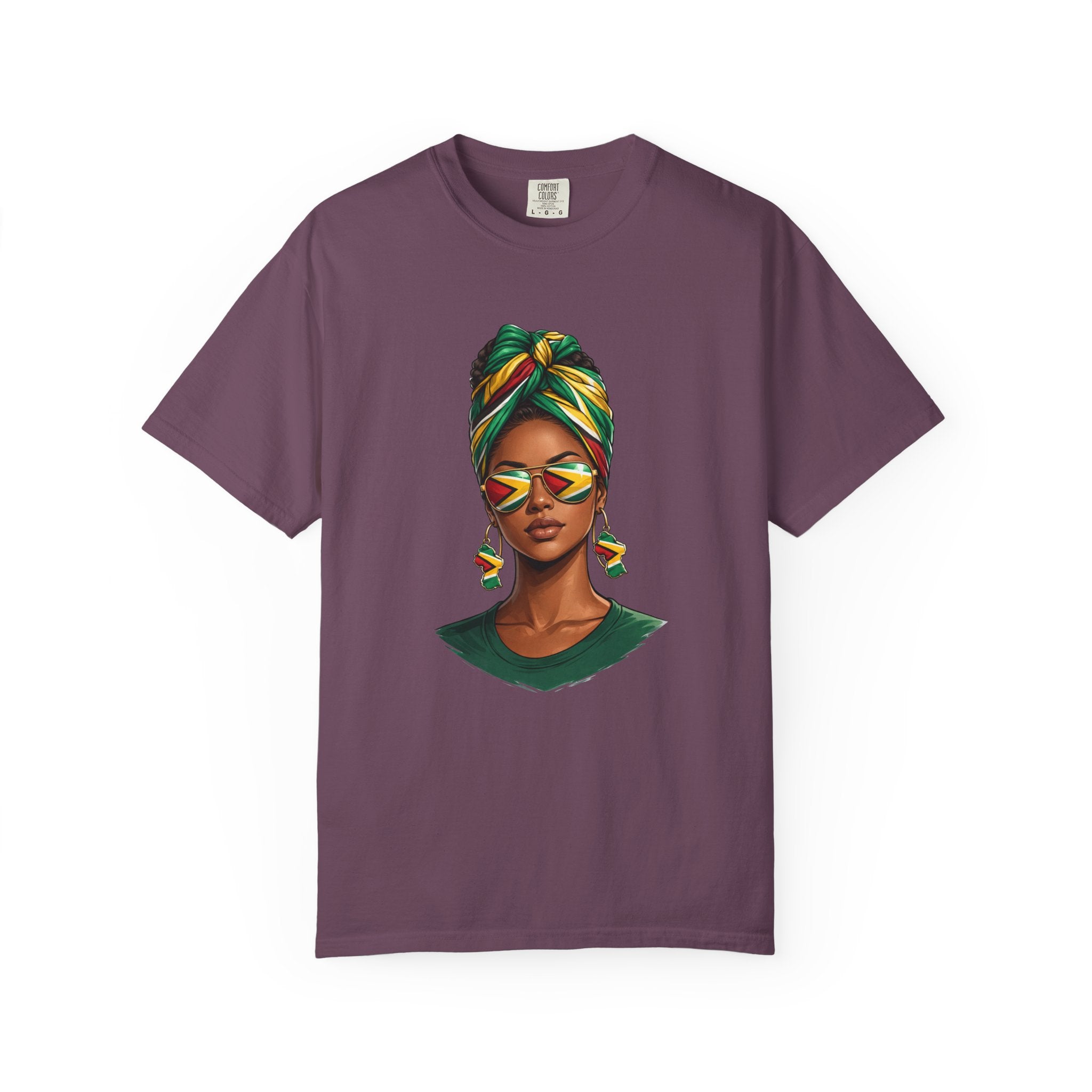 Afro Guyanese Woman Portrait with Headwrap & Sunglasses — Unisex Tee