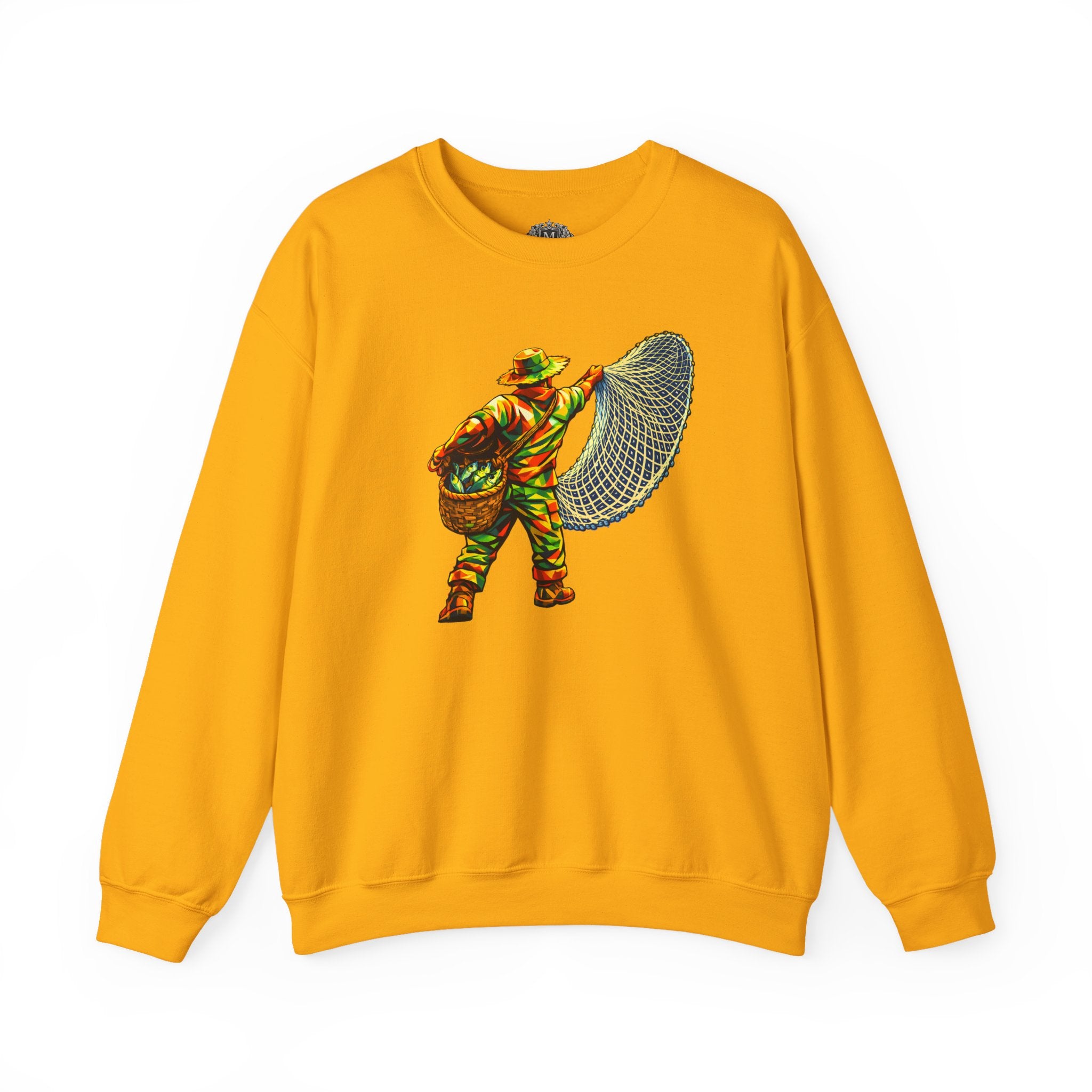 Fisherman with Casting Net Crewneck Sweatshirt — Honoring Our Fishers