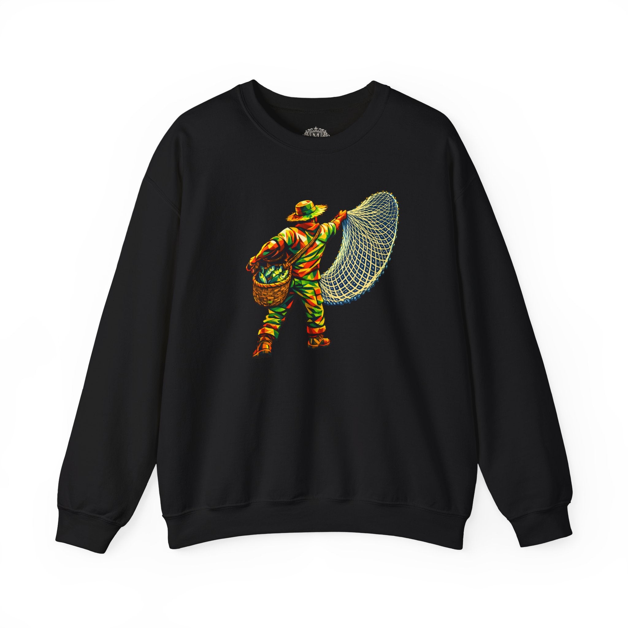 Fisherman with Casting Net Crewneck Sweatshirt — Honoring Our Fishers