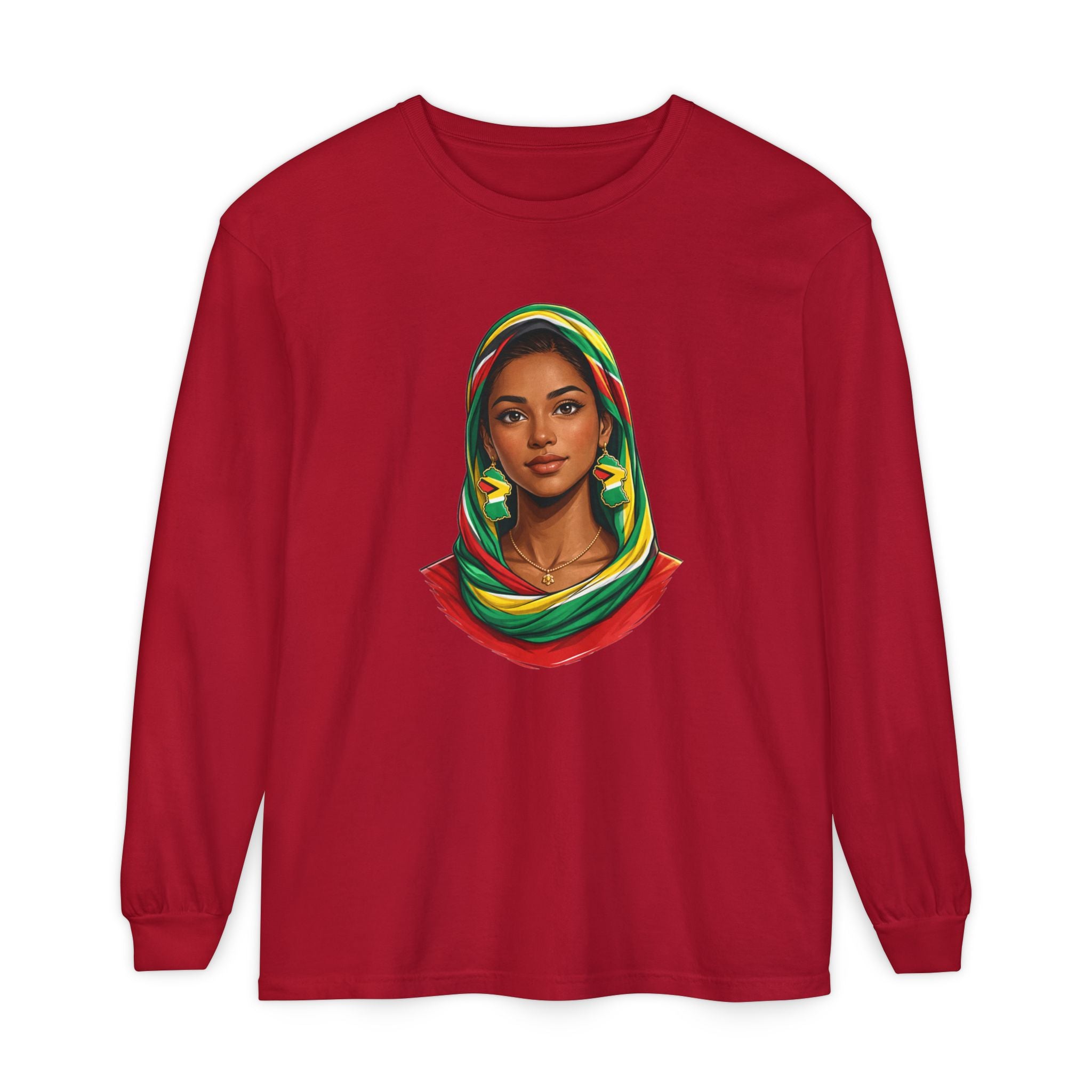 Indo Guyanese Woman Portrait — "Her Grace and Presence Does the Talking" Long Sleeve Tee