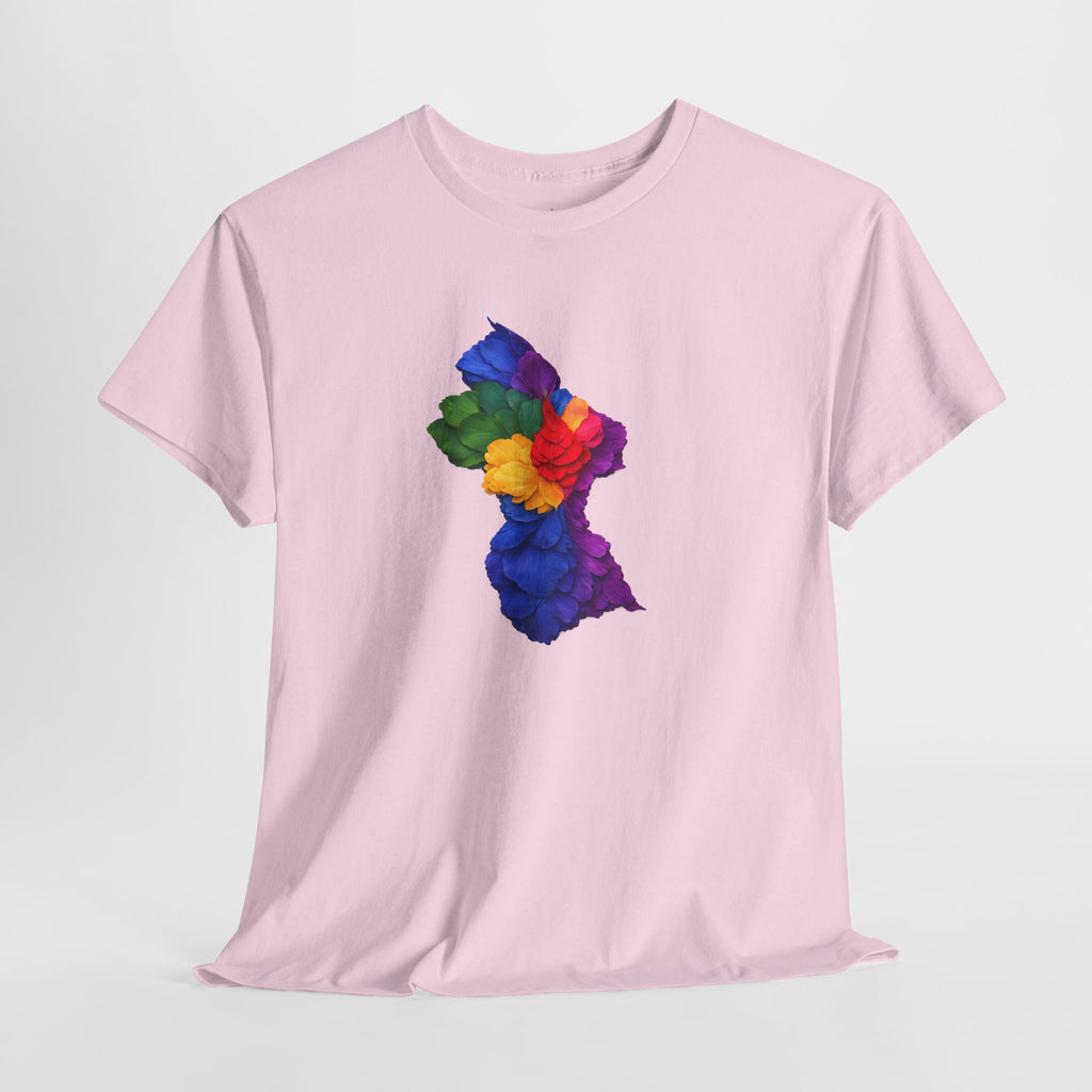 Guyana Floral Map T-Shirt — Colorful Petal Map Tee