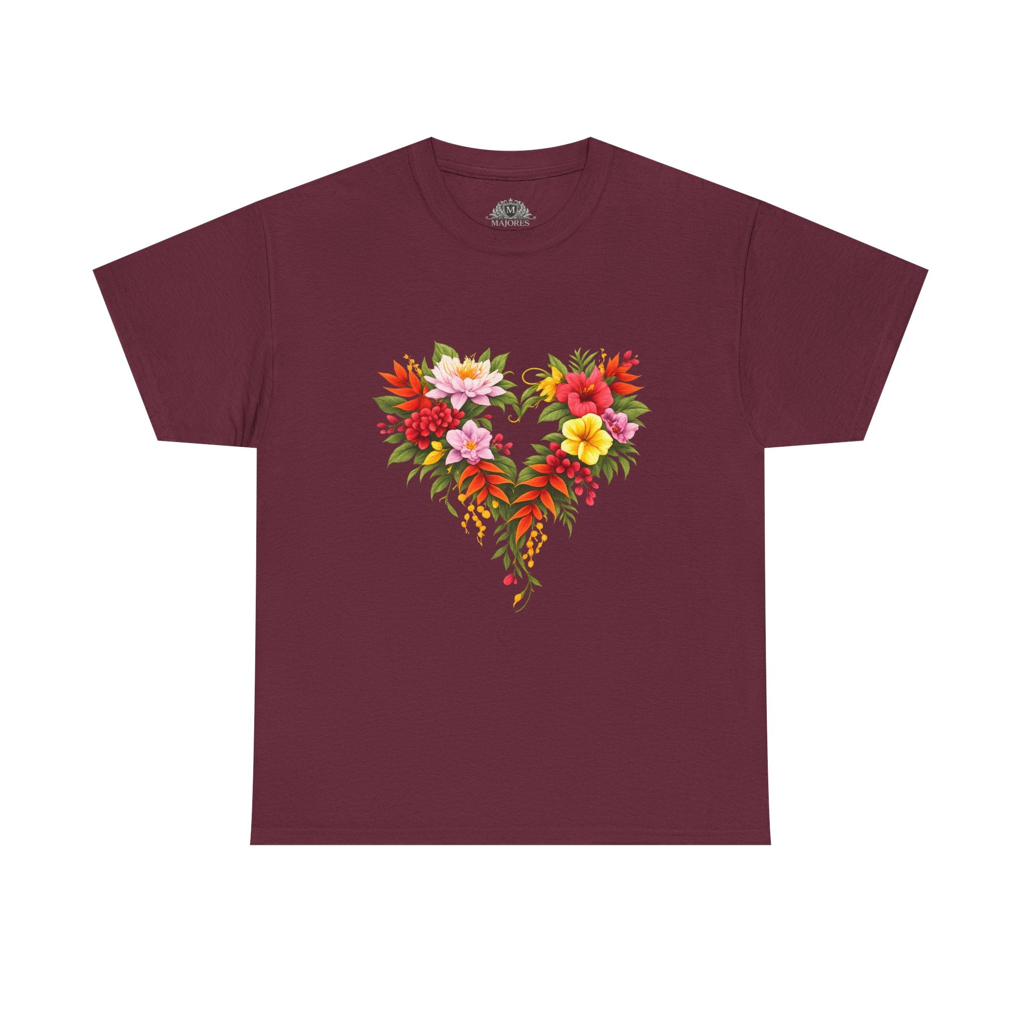 Floral Heart T‑Shirt — Tropical Flower Heart Graphic Tee