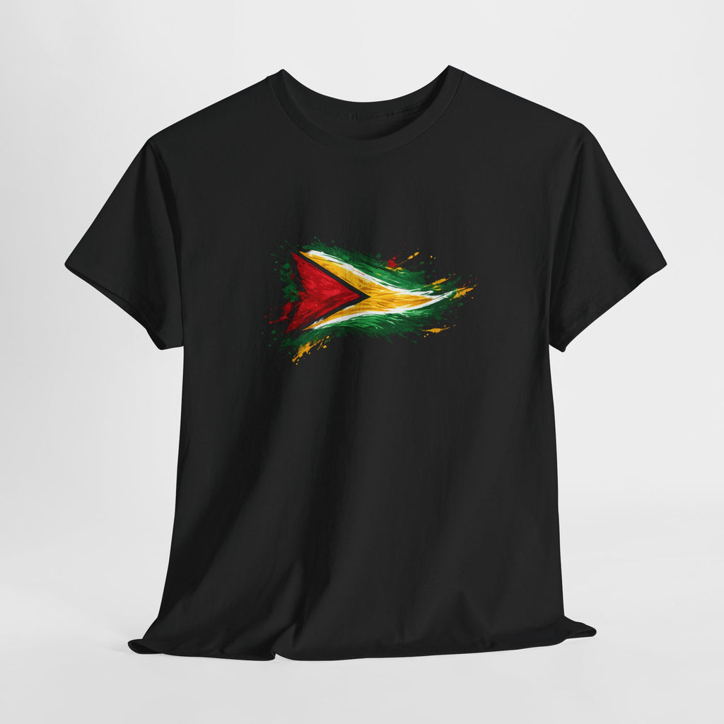 Guyana Flag Paint Splash T-Shirt — Patriotic Caribbean Tee