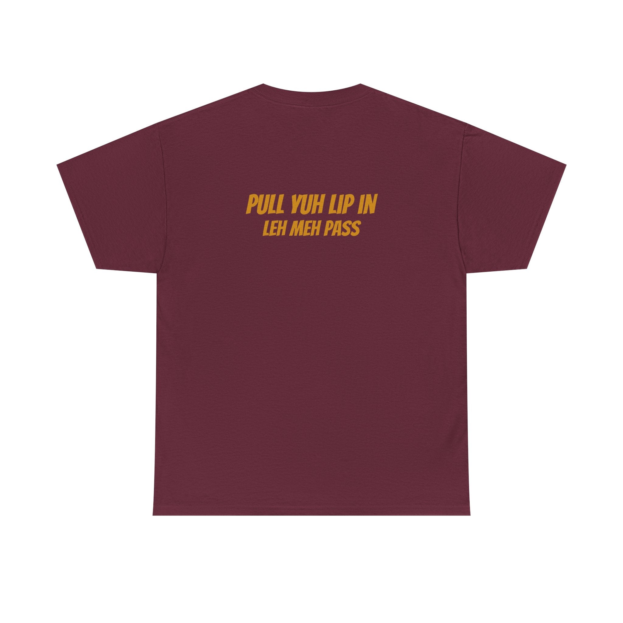 Graphic Tee — "Why Yuh So Vex" Bold Chest Text with Back Slogan