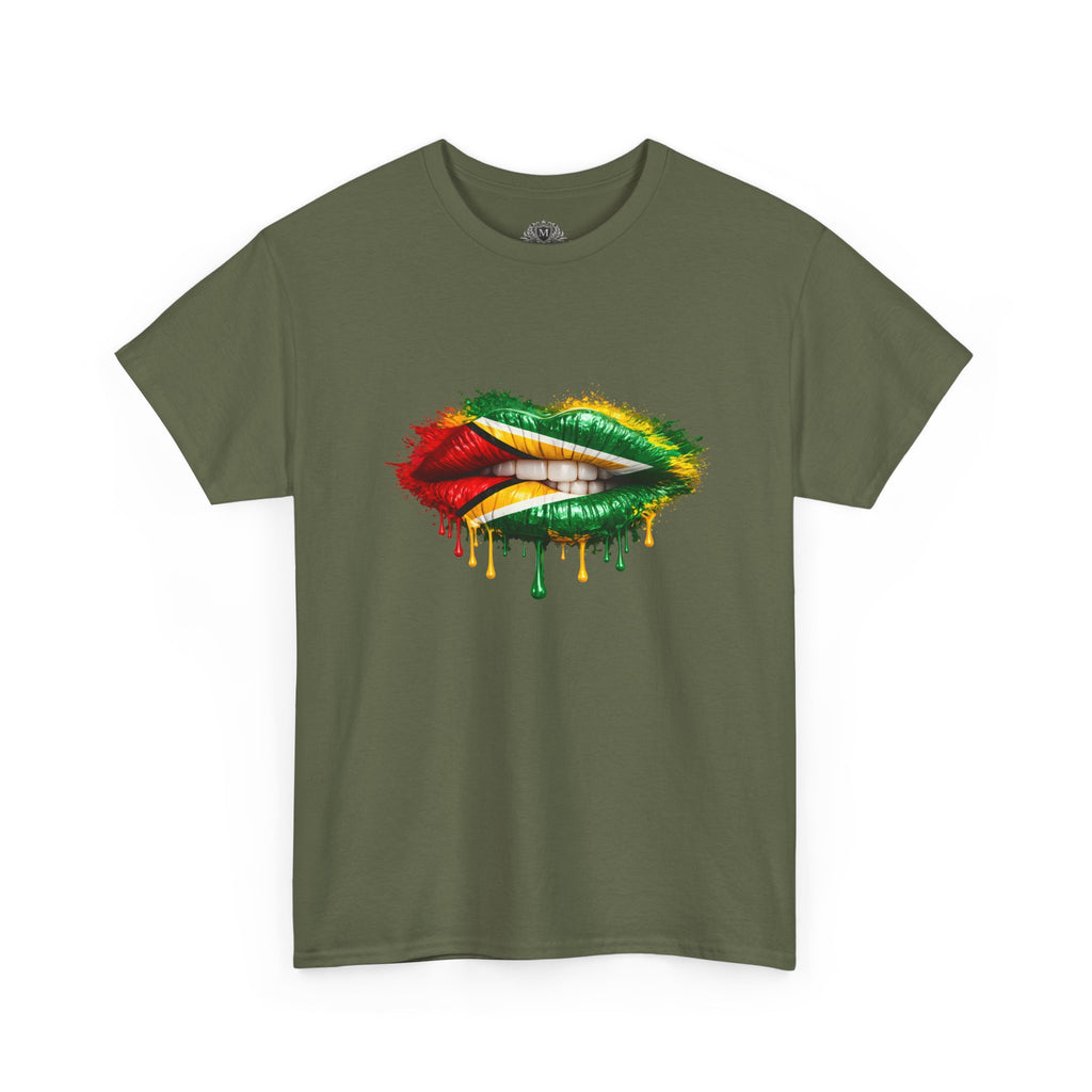 Guyana Flag Lip Oil Painting Graphic Tee