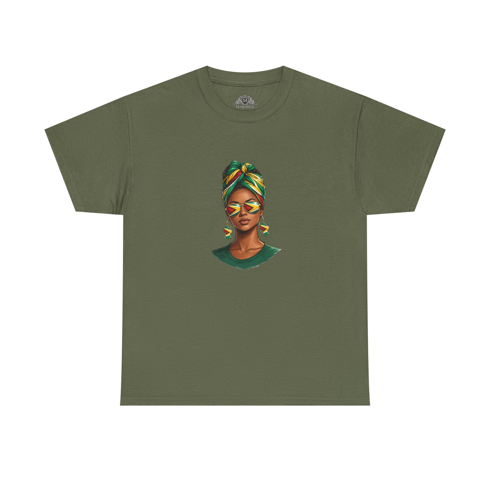 Afro Guyanese Headwrap Portrait T-Shirt — Afrocentric Art Tee