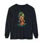 Afro Guyanese Woman Portrait — "Her Presence Does the Talking" Long Sleeve Tee