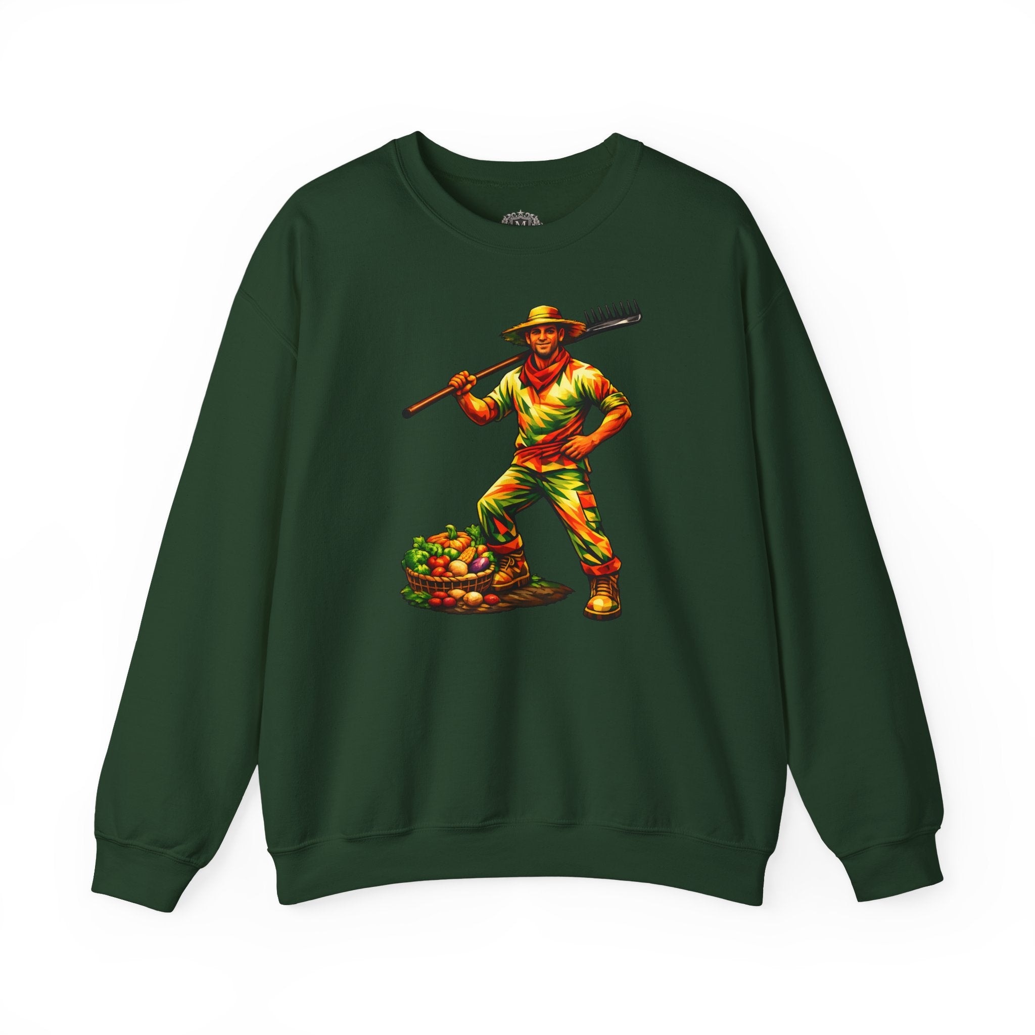 Farmer With Rake Crewneck Sweatshirt — Honoring Our Growers