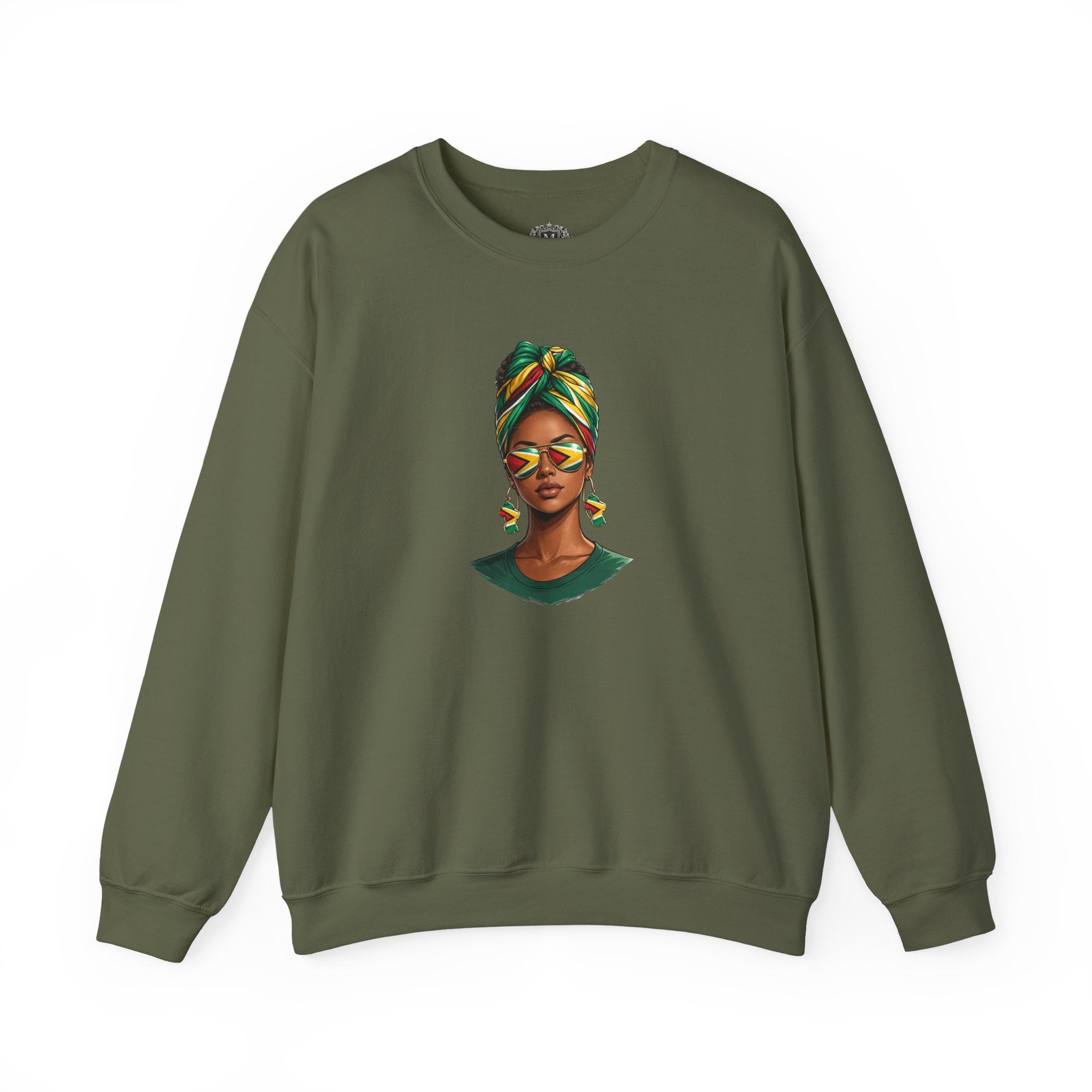 Afro Guyanese Headwrap Portrait Crewneck Sweatshirt