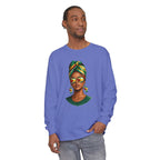 Afro Guyanese Woman Portrait — "Her Presence Does the Talking" Long Sleeve Tee