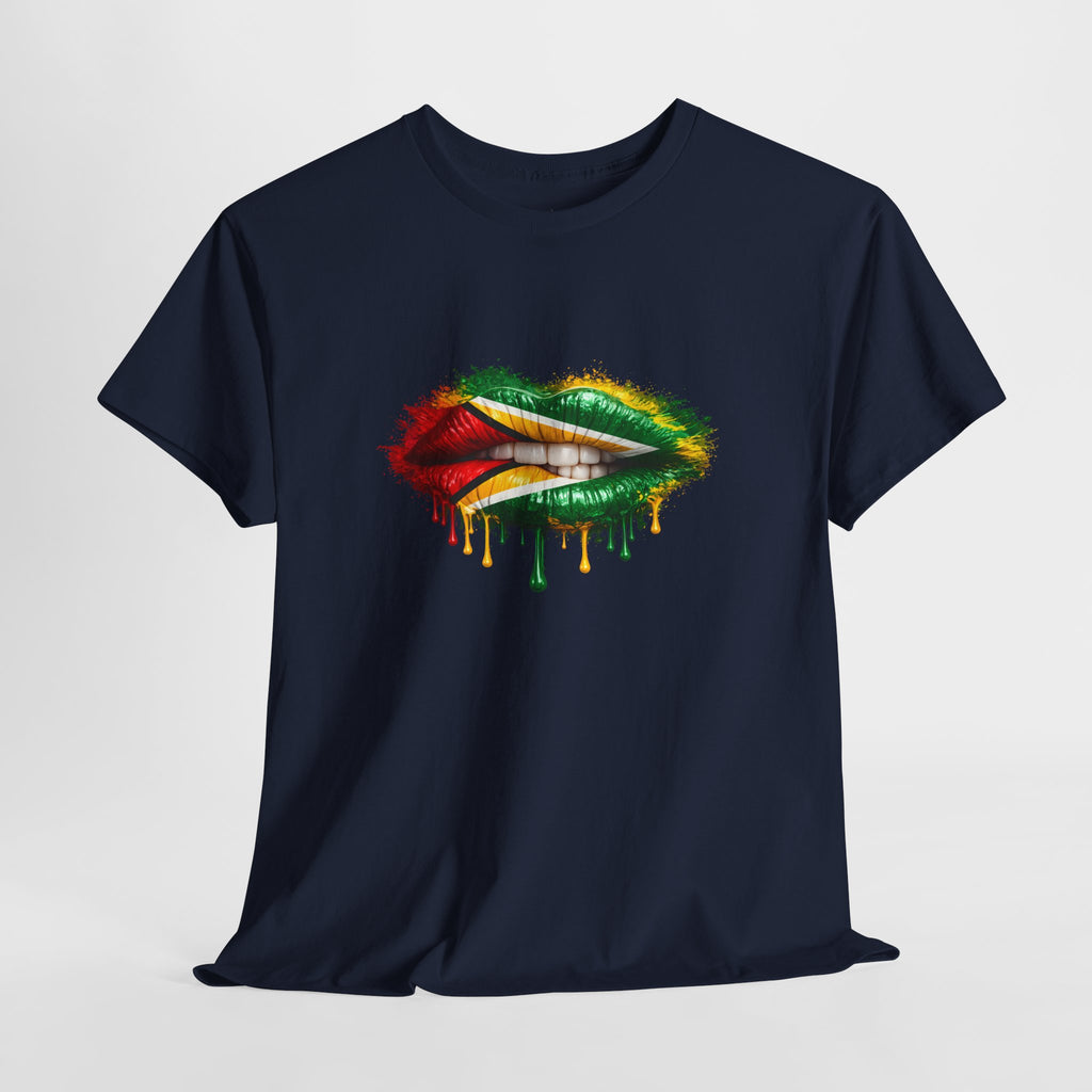 Guyana Flag Lip Oil Painting Graphic Tee