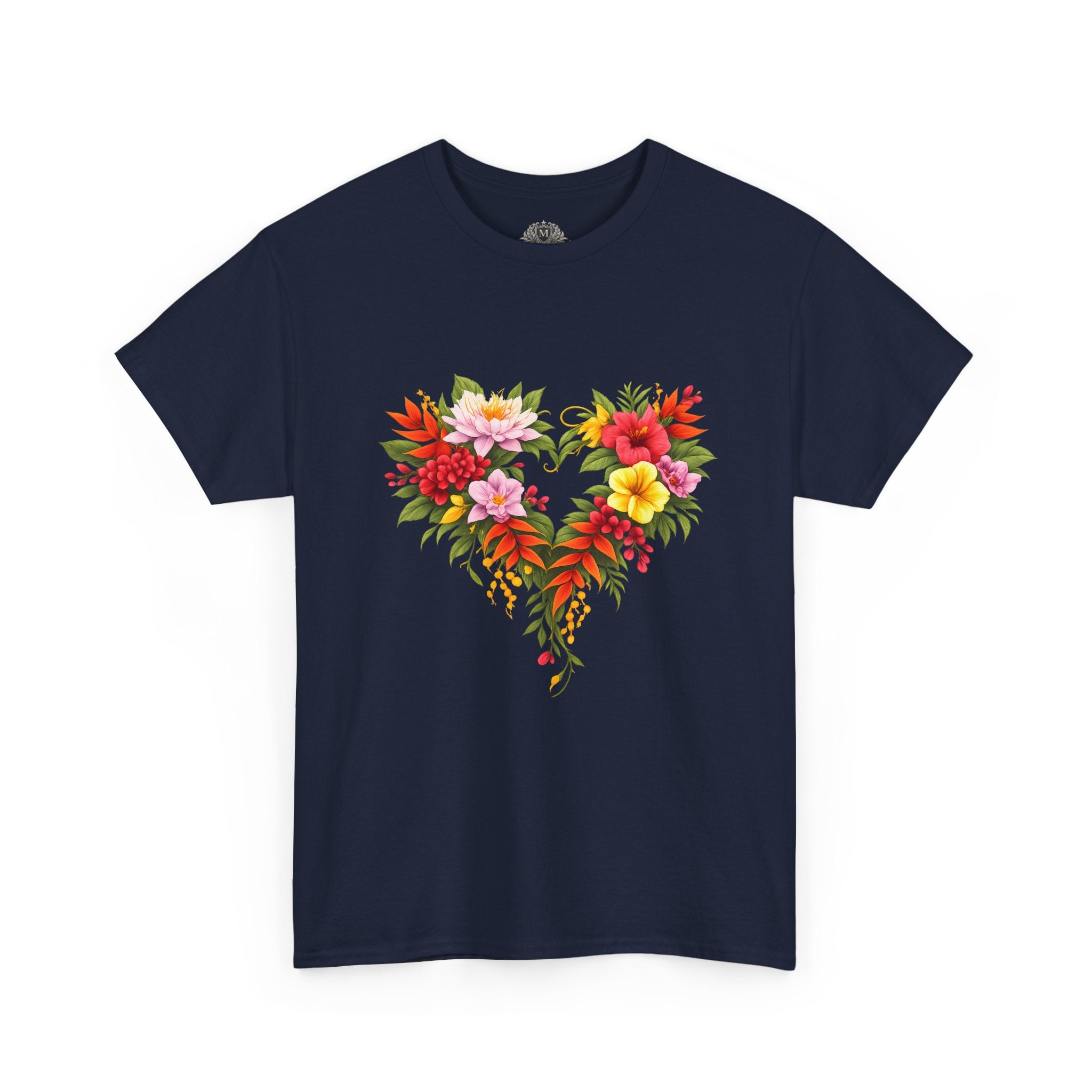 Floral Heart T‑Shirt — Tropical Flower Heart Graphic Tee
