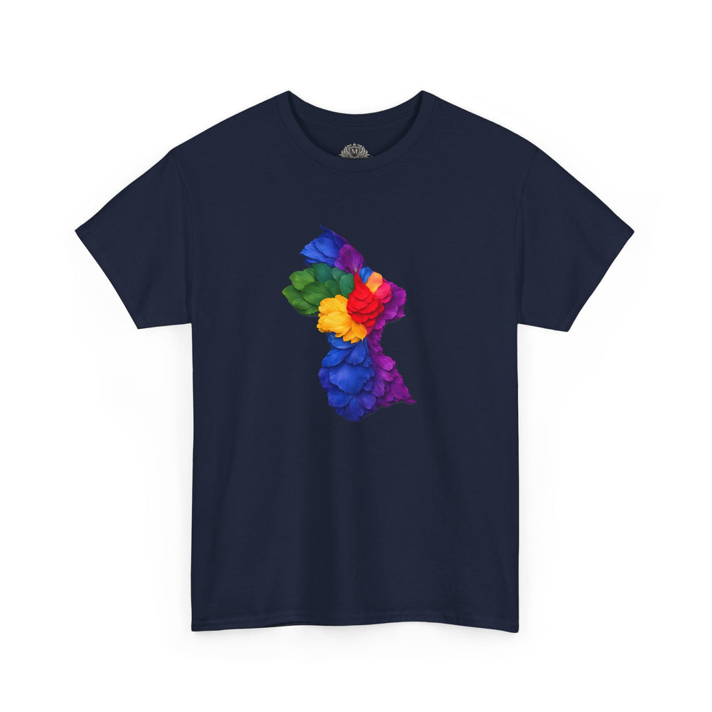 Guyana Floral Map T-Shirt — Colorful Petal Map Tee