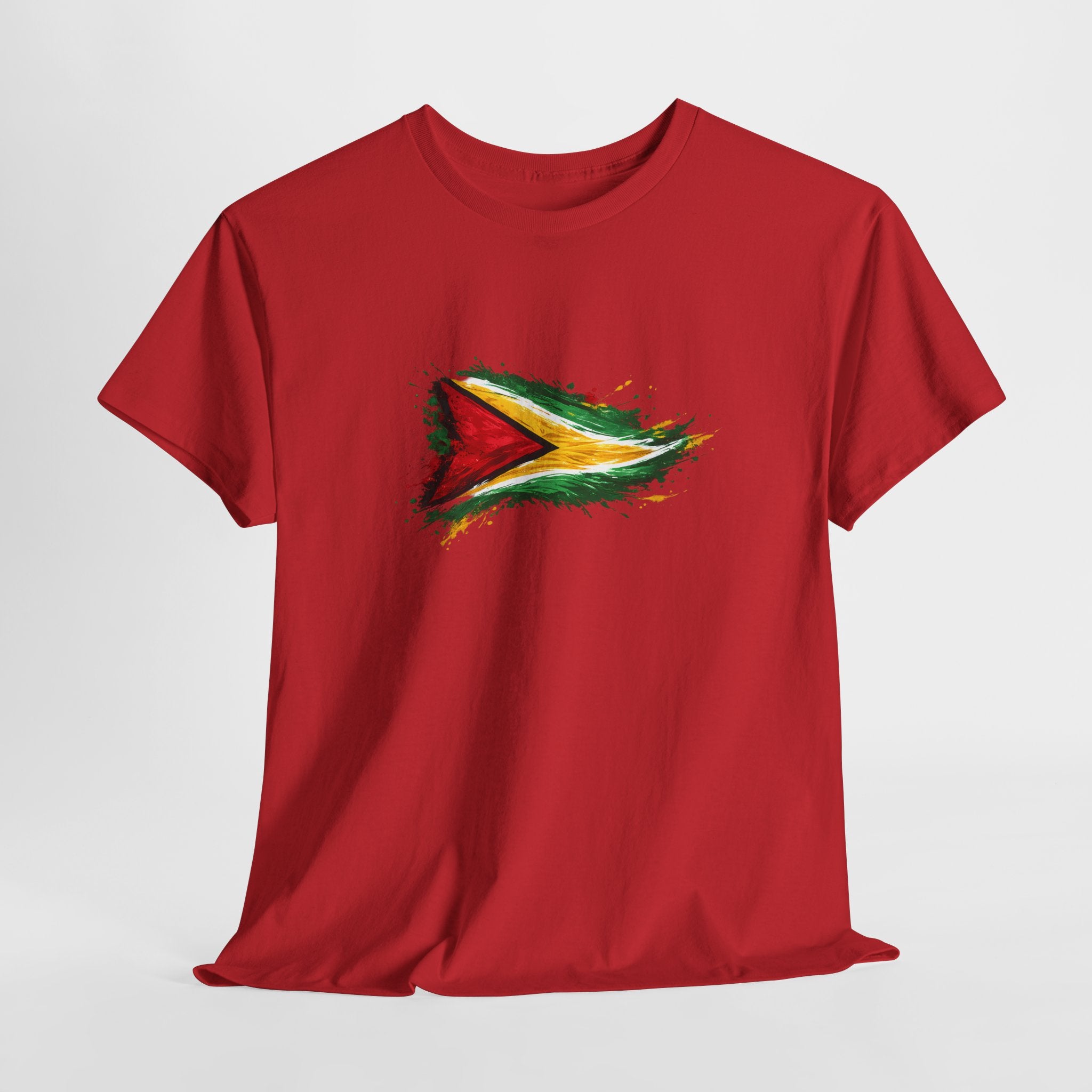 Guyana Flag Paint Splash T-Shirt — Patriotic Caribbean Tee