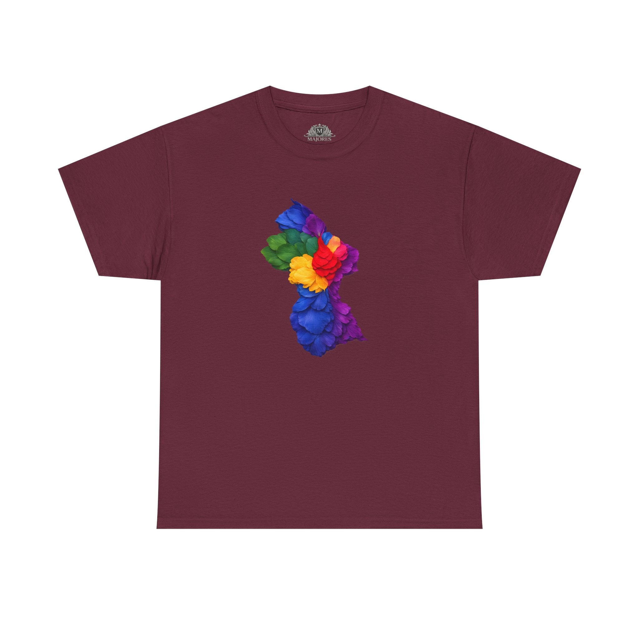 Guyana Floral Map T-Shirt — Colorful Petal Map Tee