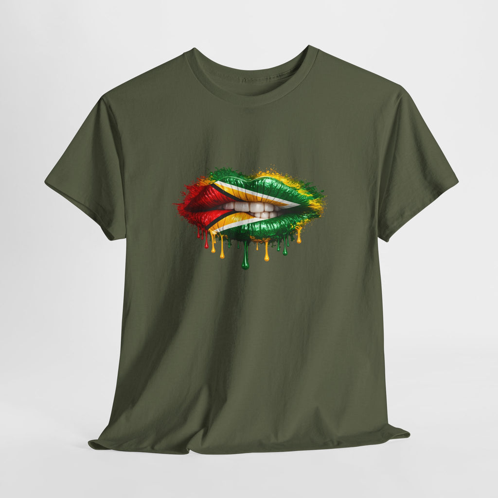 Guyana Flag Lip Oil Painting Graphic Tee