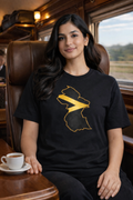 Guyana Map T-Shirt with Golden Arrowhead Stripe