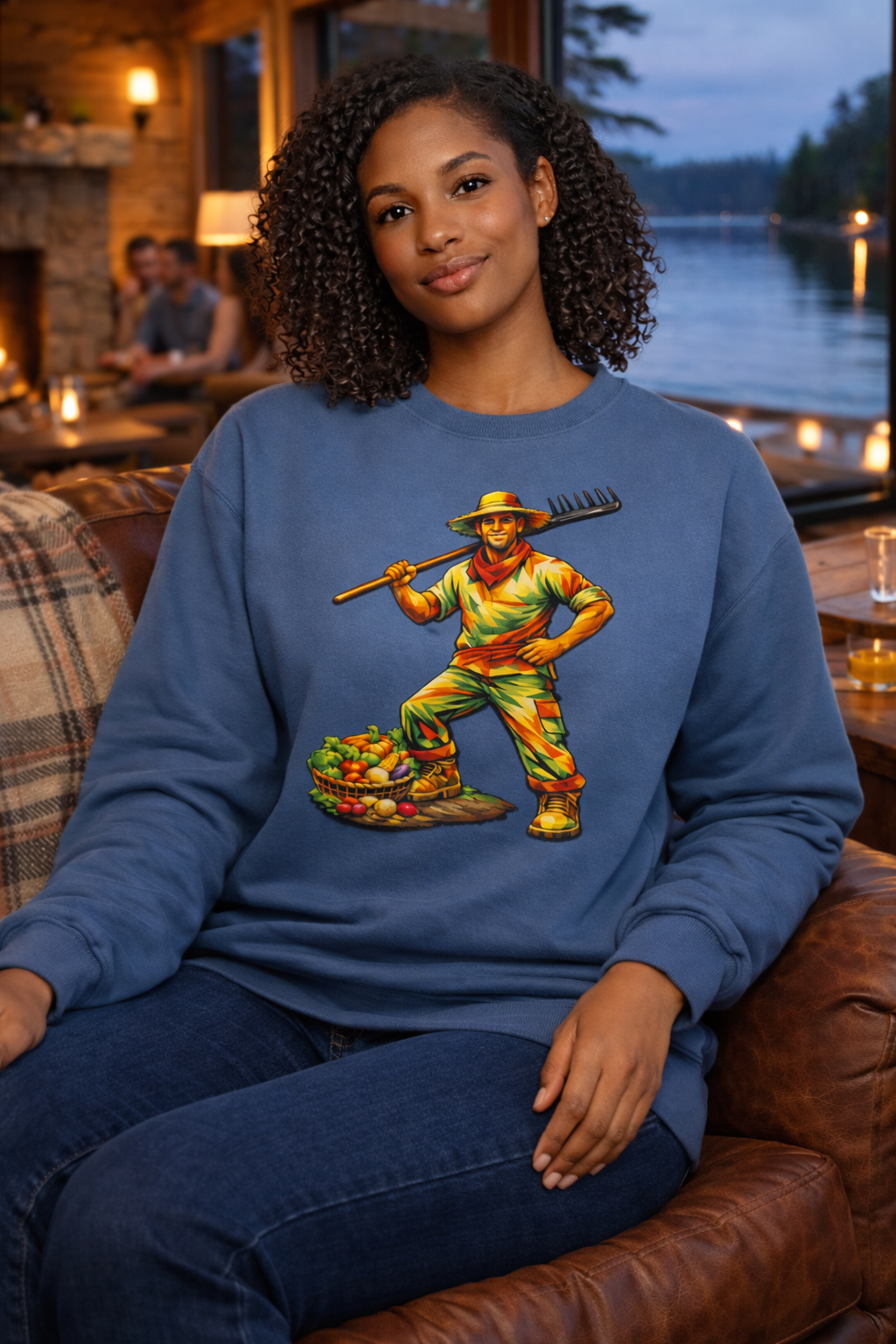 Farmer With Rake Crewneck Sweatshirt — Honoring Our Growers