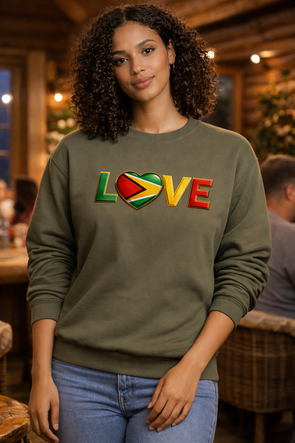Guyana Flag Love Crewneck Sweatshirt
