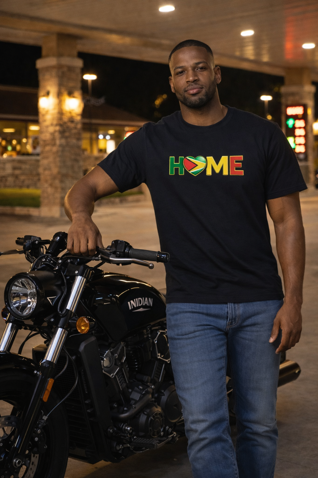 Heart Flag "HOME" Design — Guyanese Pride Tee
