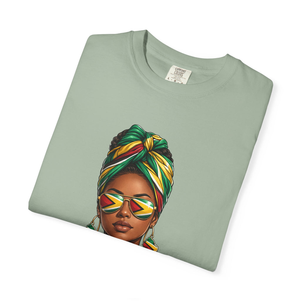 Afro Guyanese Woman Portrait with Headwrap & Sunglasses — Unisex Tee