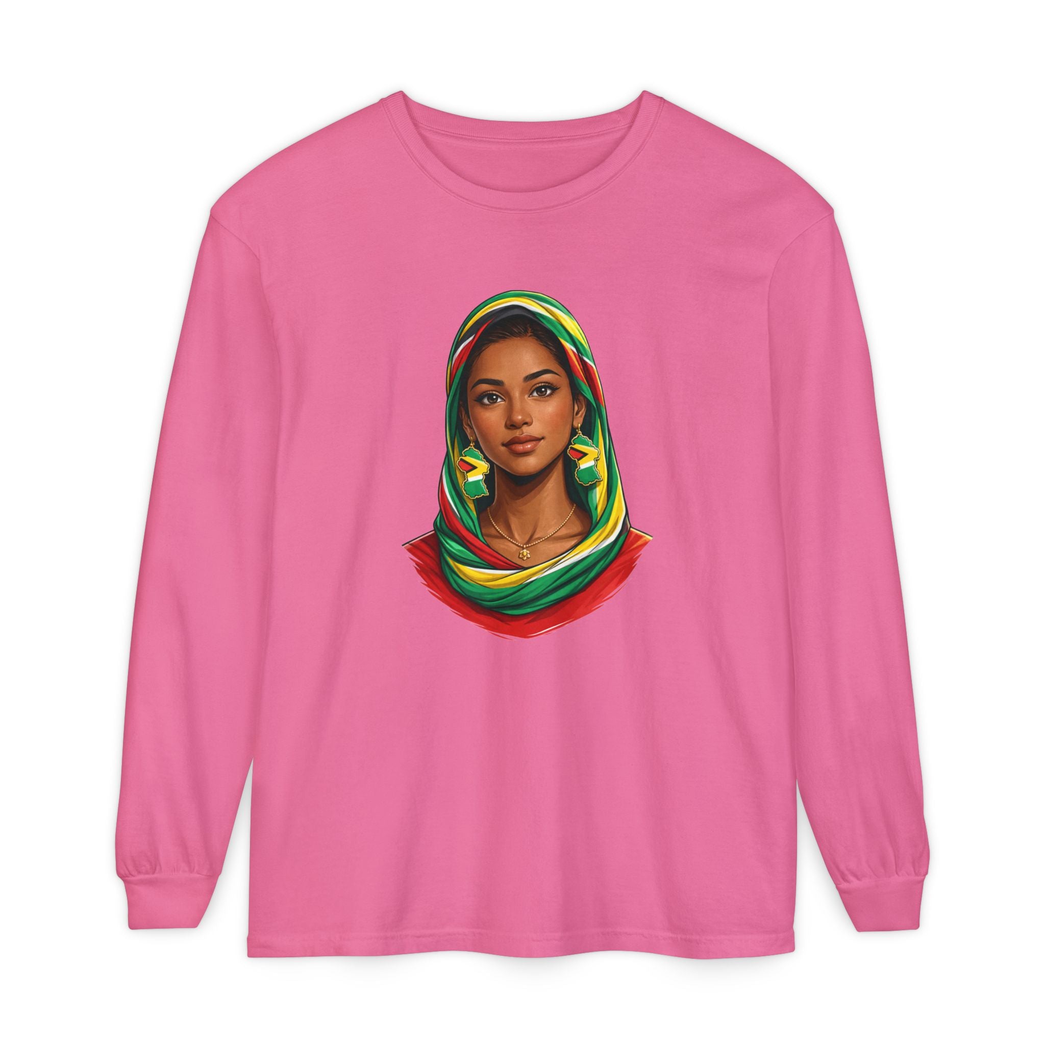 Indo Guyanese Woman Portrait — "Her Grace and Presence Does the Talking" Long Sleeve Tee