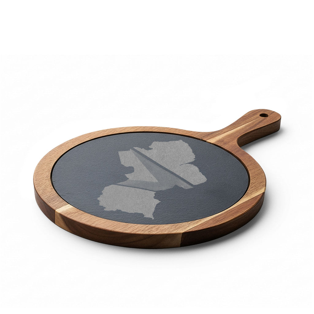 Personalized Engraved Charcuterie Board with Slate Inlay — Custom State Outline