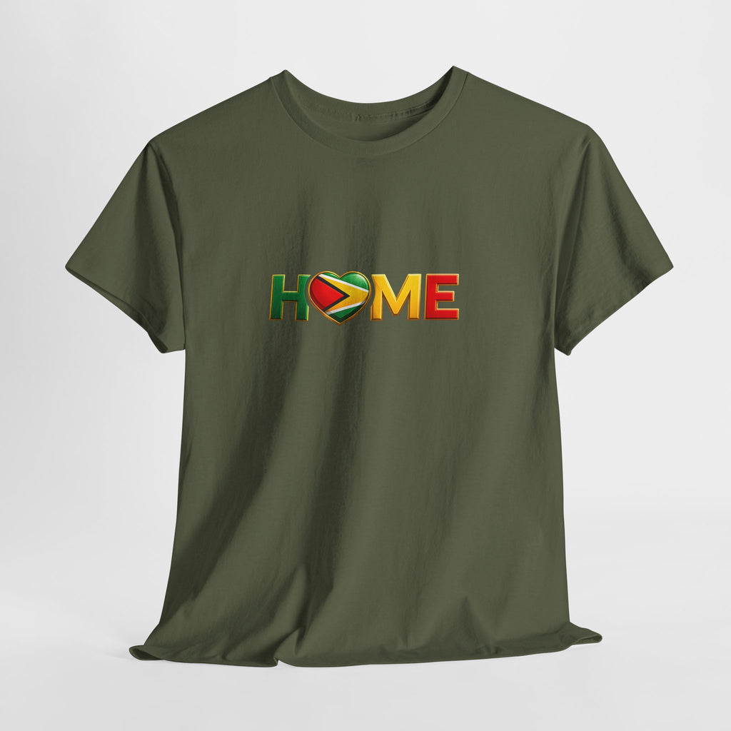 Heart Flag "HOME" Design — Guyanese Pride Tee