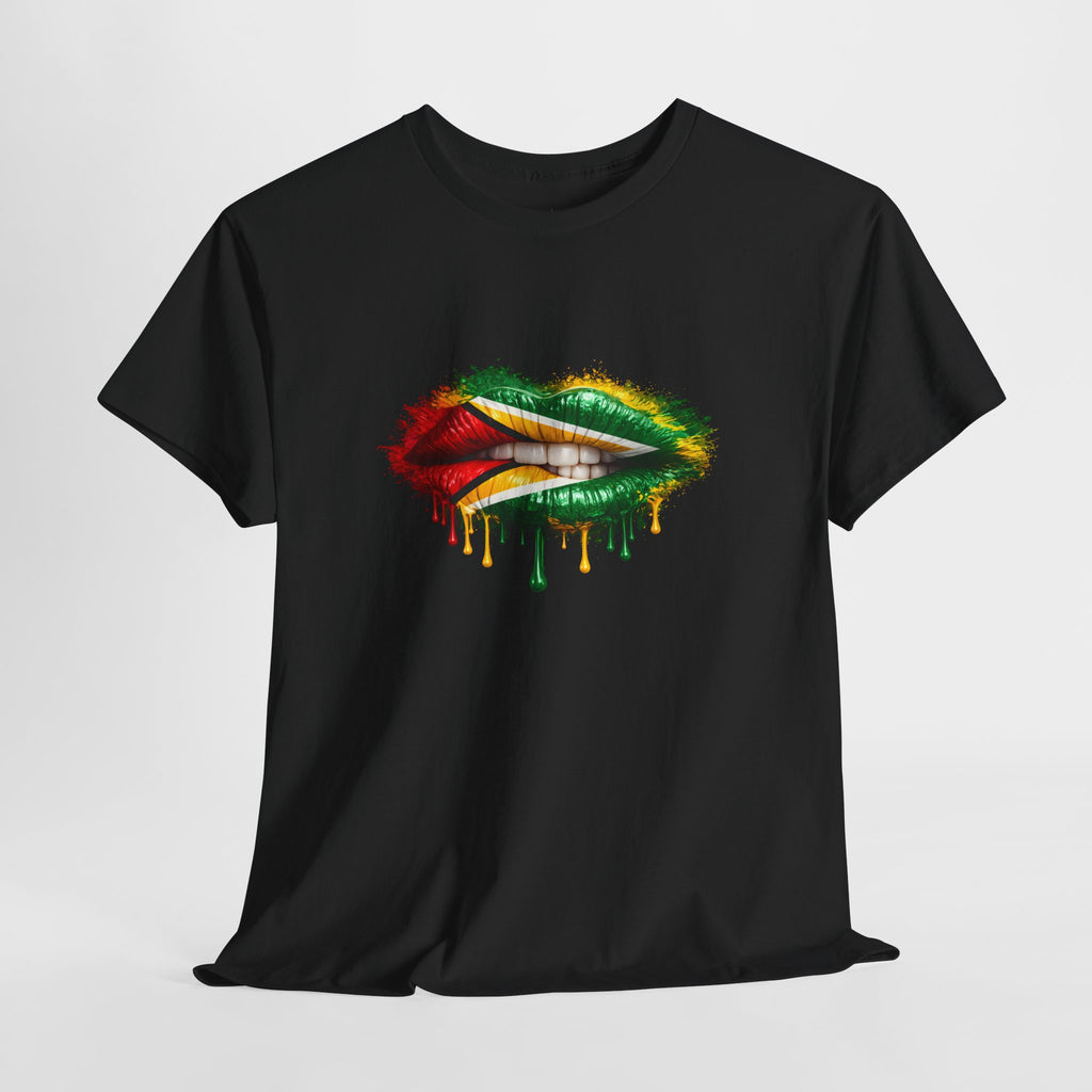Guyana Flag Lip Oil Painting Graphic Tee