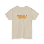 Graphic Tee — "Why Yuh So Vex" Bold Chest Text with Back Slogan