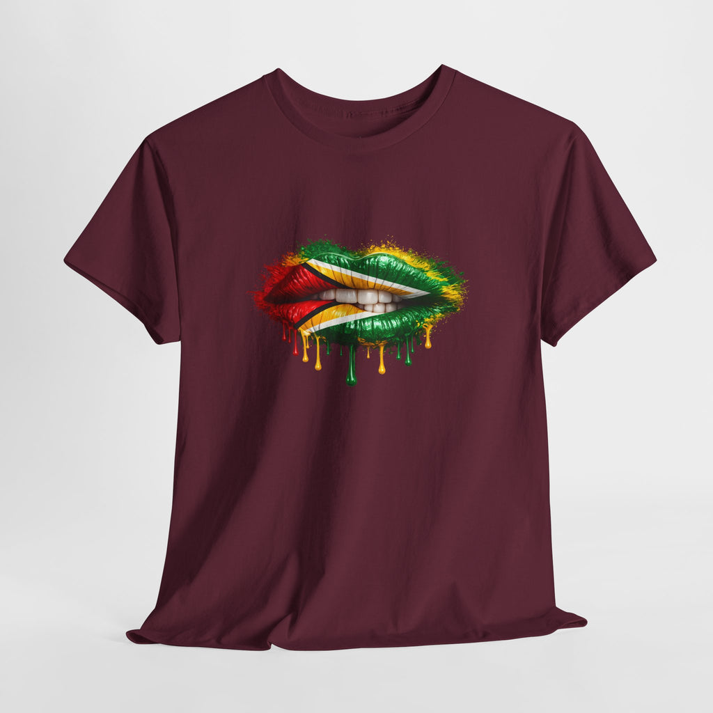Guyana Flag Lip Oil Painting Graphic Tee