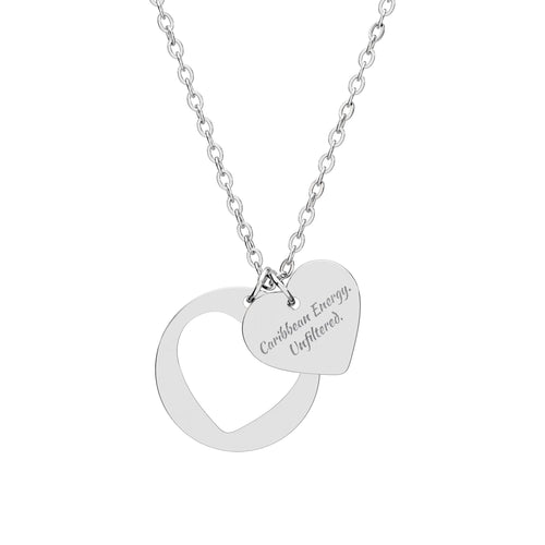 Engravable Heart Cutout Necklace — Personalized Double Pendant