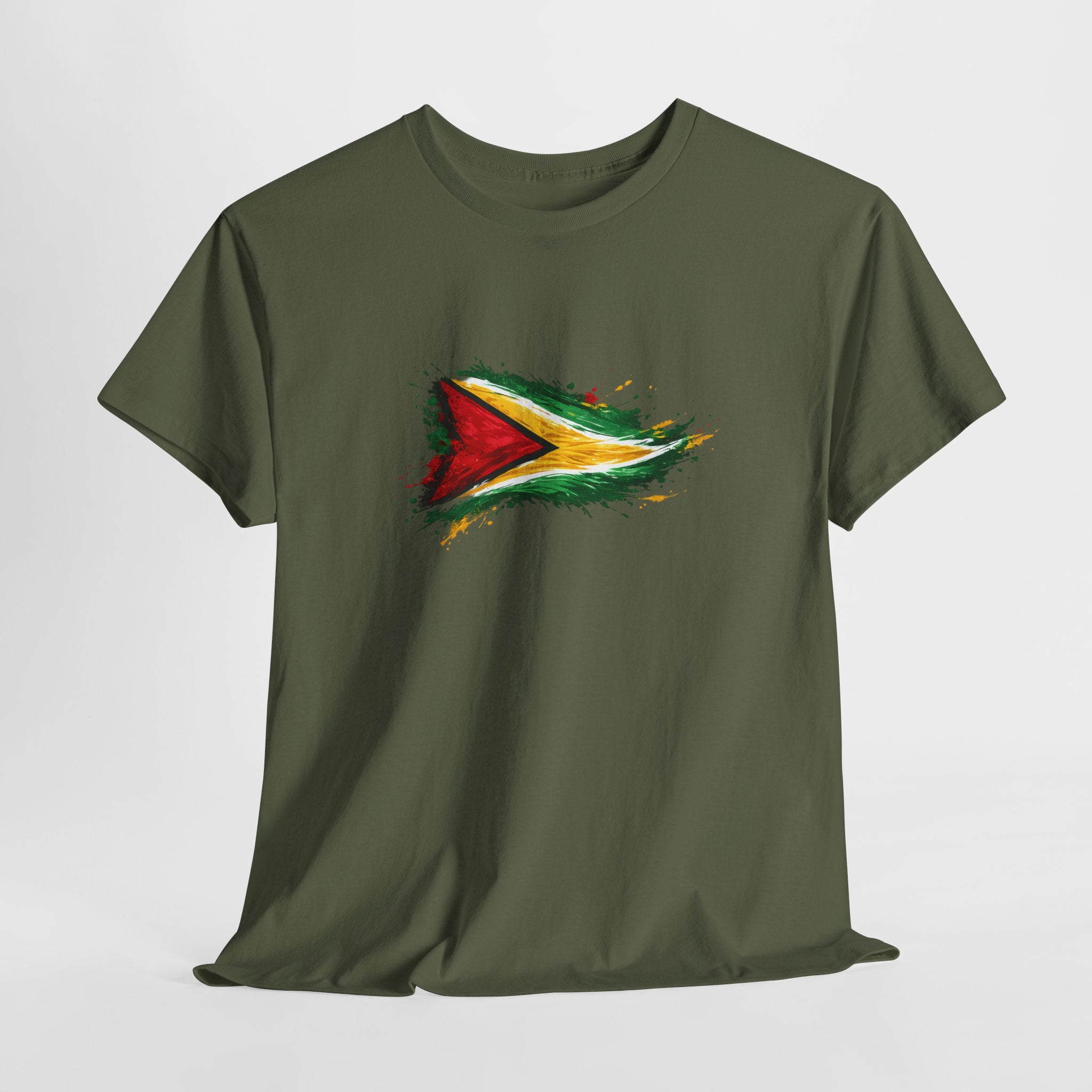 Guyana Flag Paint Splash T-Shirt — Patriotic Caribbean Tee