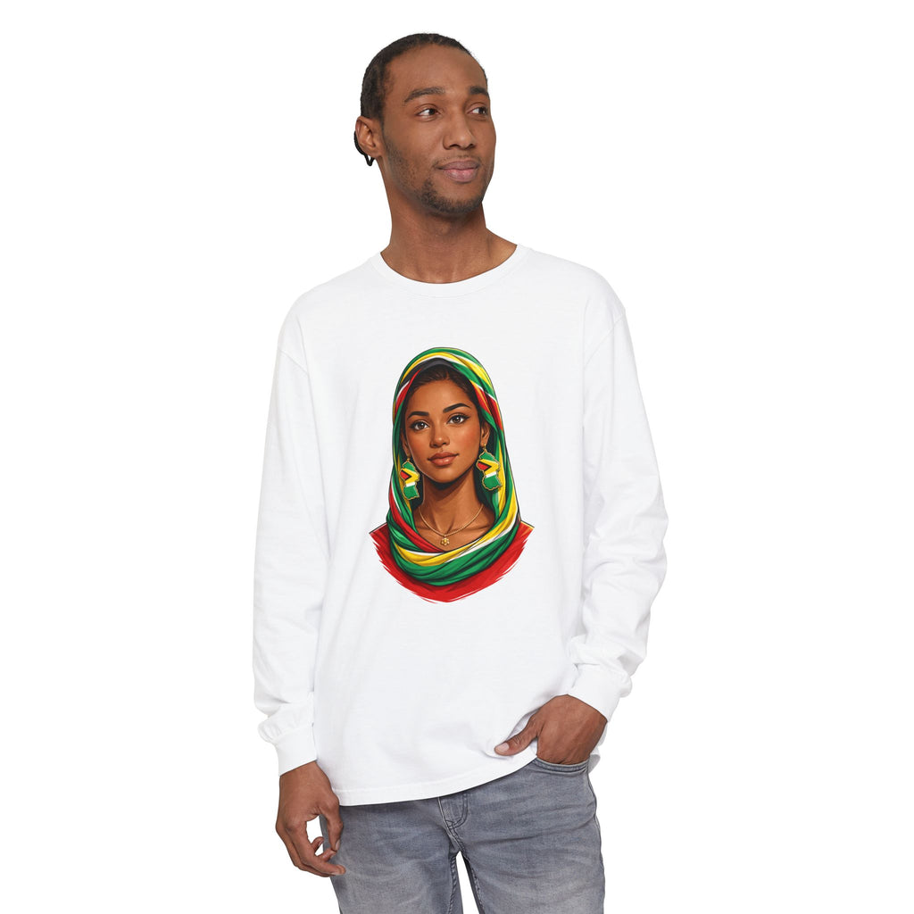 Indo Guyanese Woman Portrait — "Her Grace and Presence Does the Talking" Long Sleeve Tee