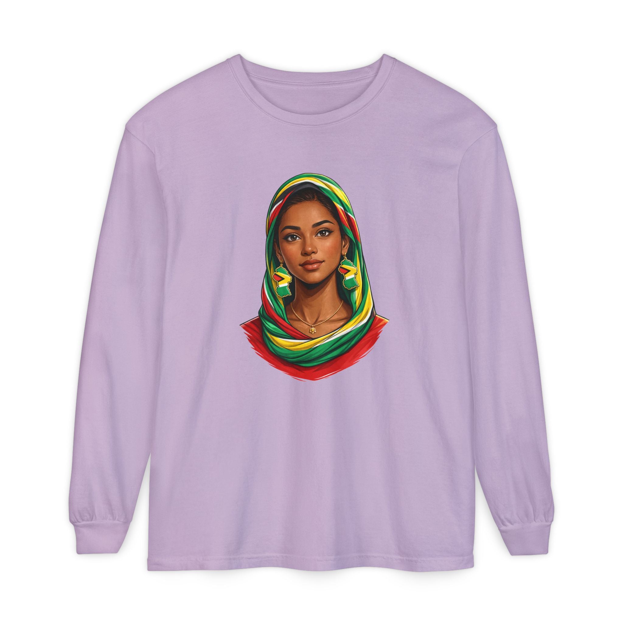 Indo Guyanese Woman Portrait — "Her Grace and Presence Does the Talking" Long Sleeve Tee