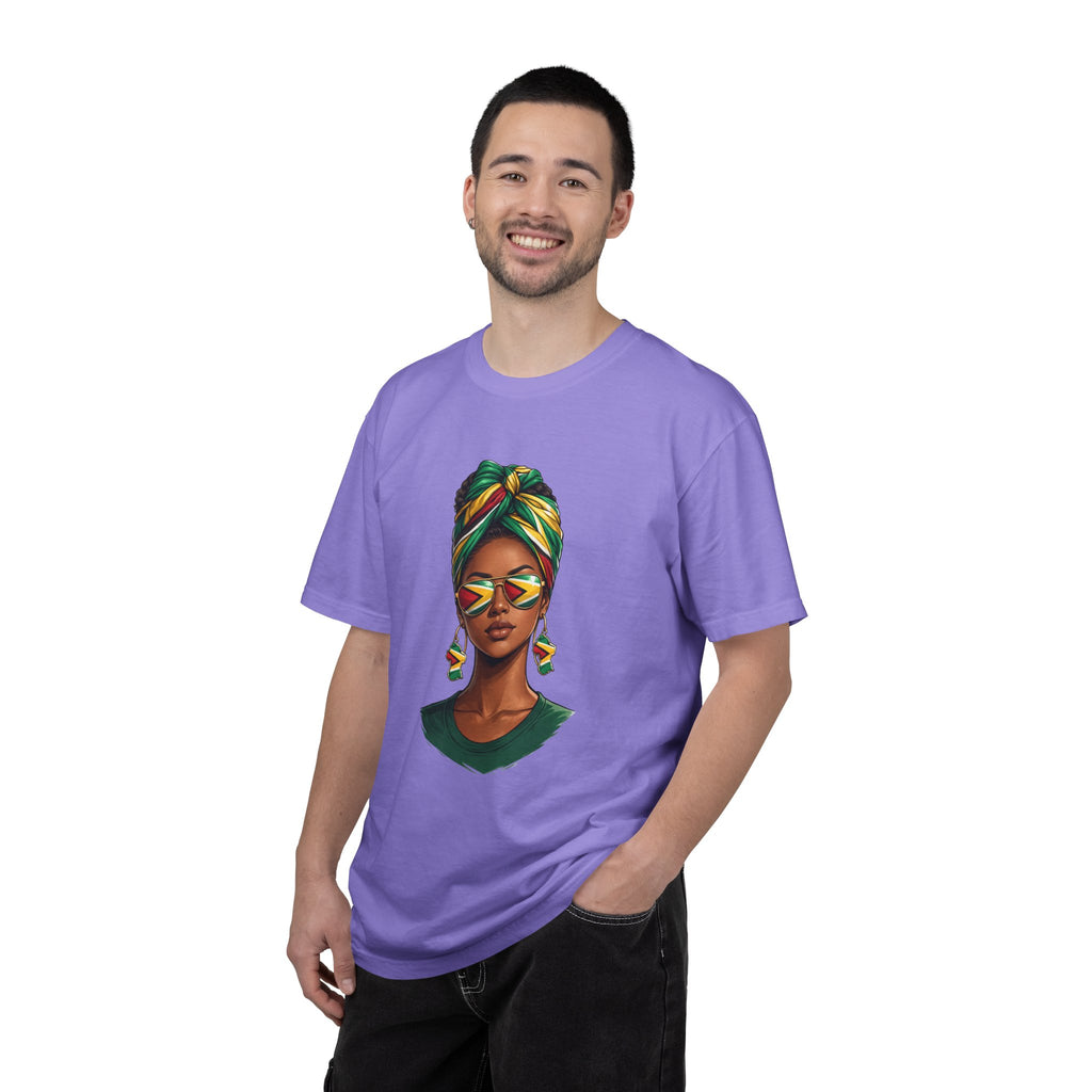Afro Guyanese Woman Portrait with Headwrap & Sunglasses — Unisex Tee