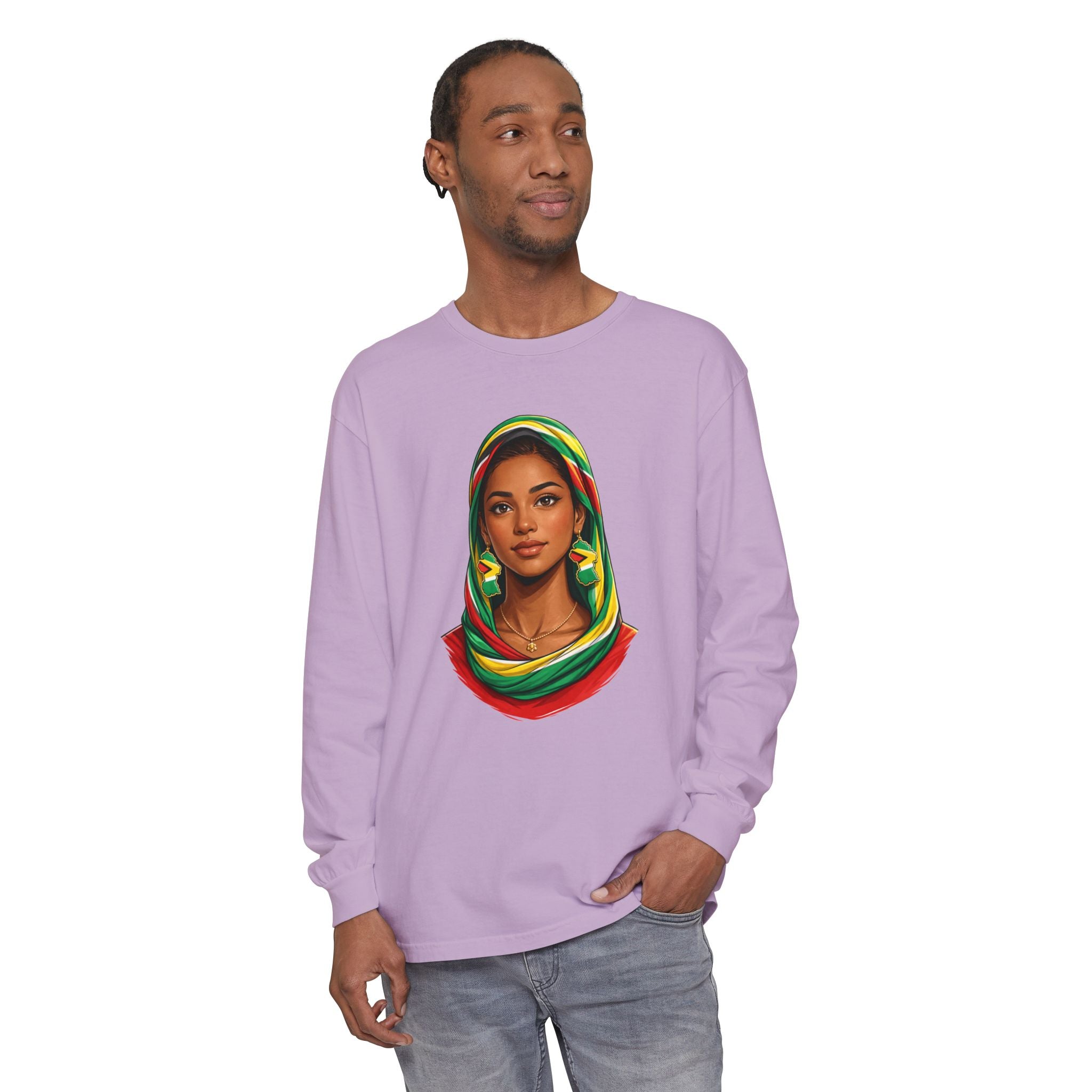 Indo Guyanese Woman Portrait — "Her Grace and Presence Does the Talking" Long Sleeve Tee