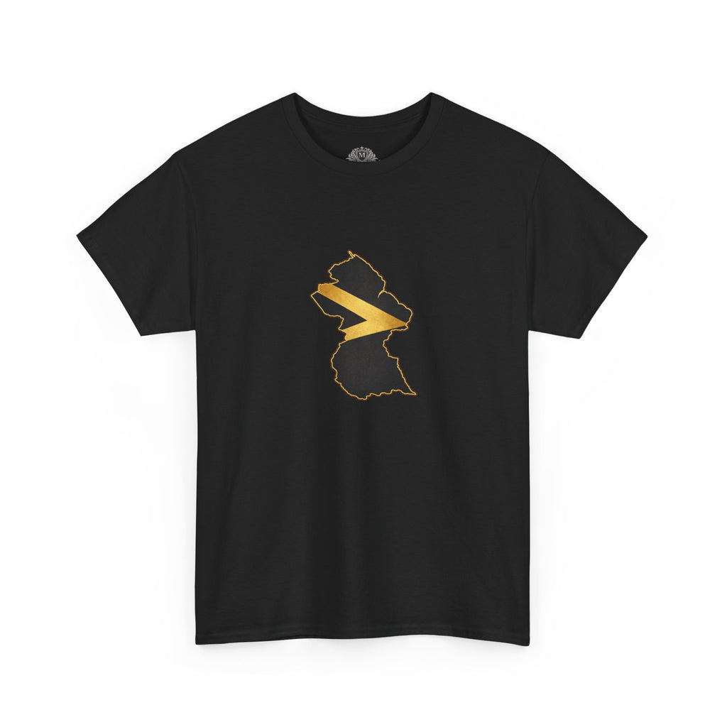 Guyana Map T-Shirt with Golden Arrowhead Stripe