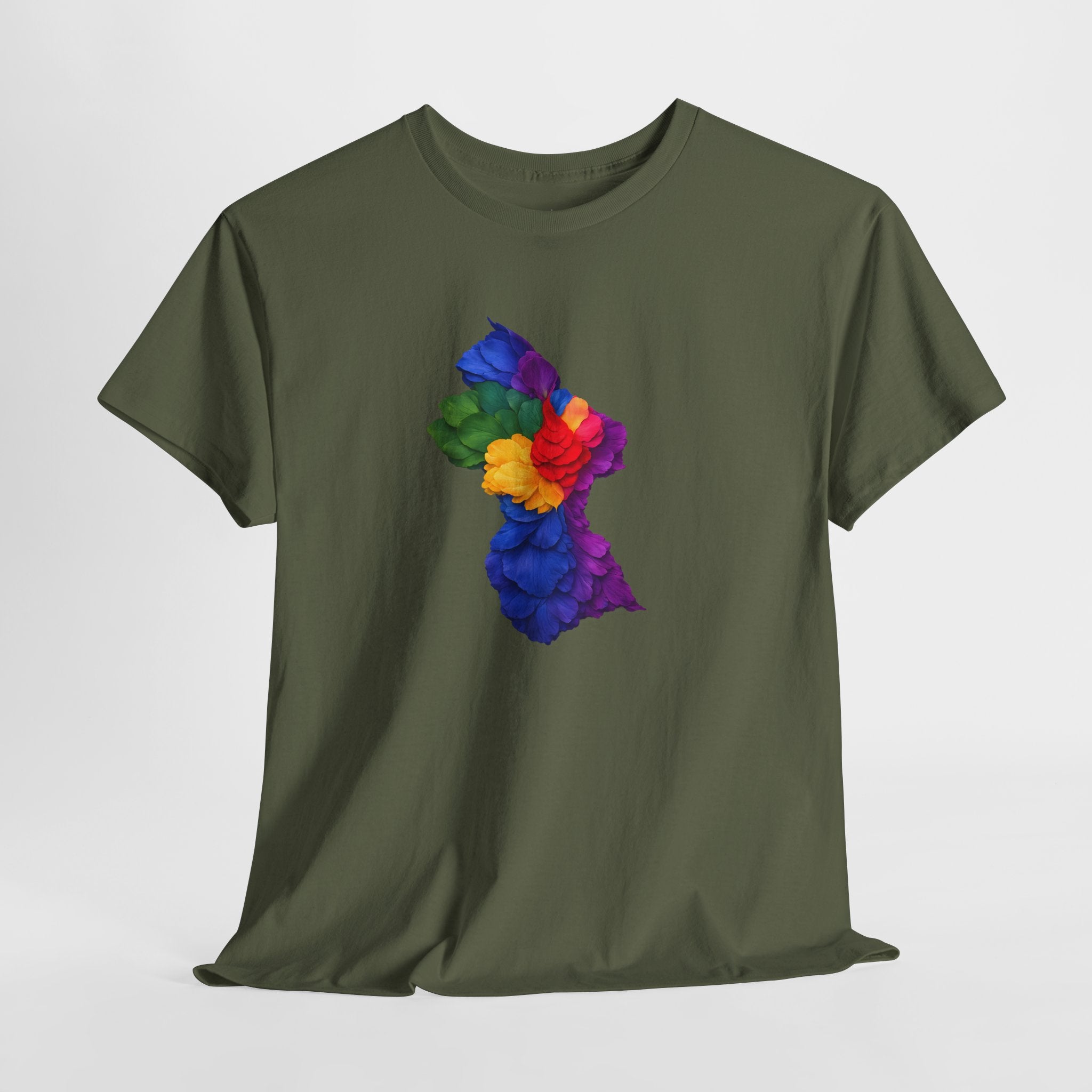 Guyana Floral Map T-Shirt — Colorful Petal Map Tee